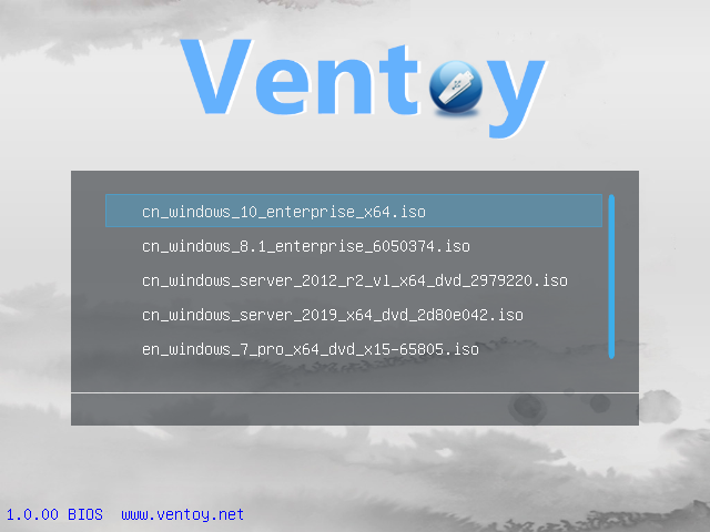 Ventoy BIOS 启动菜单